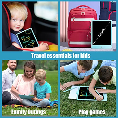 FuniBudi Kids Tablet 10in LCD Writing Tablet Toys for 3 4 5 6 7 8-10 Year Old Girls Boys Airplane Travel Essentials Kids Board Games Chrismas Birthday Drawing and writting Tablet Sensory Toys(Blue)