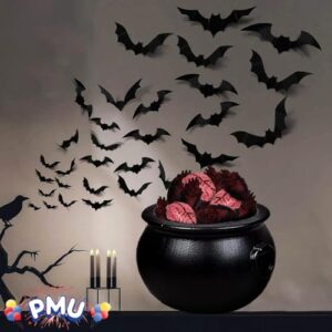 PMU Halloween 18 Inch Cauldron Plastic Bucket- Halloween Party Favors - Candy Holder for Kids - Perfect Kitchen & Home Decor, Black Pkg/1