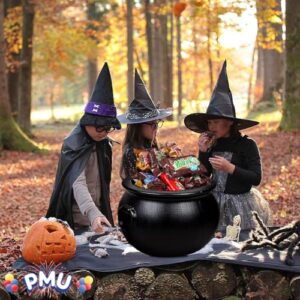 PMU Halloween 18 Inch Cauldron Plastic Bucket- Halloween Party Favors - Candy Holder for Kids - Perfect Kitchen & Home Decor, Black Pkg/1