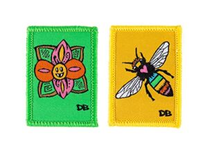 dime bags interchangeable accessory patches | removable patches for dime bags customization | 2-pack (pollination station)