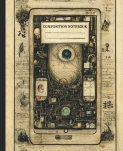 composition notebook wide ruled: leonardo's style smartphone vintage illustration, aesthetic journal