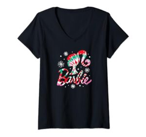 barbie - barbie holiday tie dye logo v-neck t-shirt