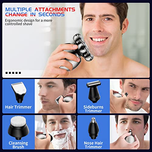 Electric Bald Head Shaver, Upgrade 5 in 1 Head Shavers for Bald Men, with Nose Hair Sideburns Trimmer, Waterproof Wet/Dry Mens Razor Grooming Kit, Anti-Pinch, LED Display, Cordless, and Rechargeable