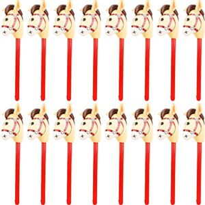 haconba 16 pieces 40 inch inflatable stick horse cowboy cowgirl horse head stick pony stick balloon for cowboy theme parties chsirtmas birthday party home decoration