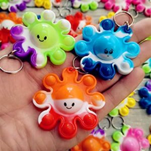 30 Packs Octopus Push Fidget Bubble Bulk Mini Pop Keychain Fidget for Teens and Kids,Halloween Party Favors，Birthday Supplies and Classroom Student Prizes Gift