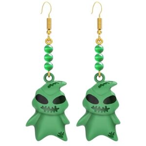 ruiyue funny earrings halloween earrings,christmas nightmare,ladies and girls earrings green jewelry stud earrings green ghost earrings