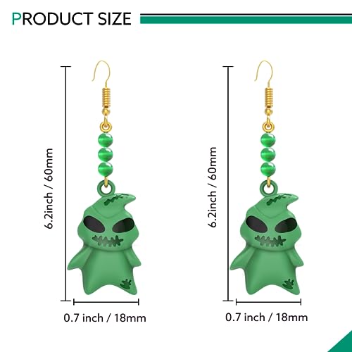 RUIYUE Funny Earrings Halloween Earrings,Christmas Nightmare,Ladies and Girls Earrings Green Jewelry Stud Earrings Green Ghost Earrings