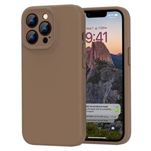 maxcury case for iphone 14 pro, liquid silicone protective gel rubber phone cover 6.1 inch, shockproof anti-scratch full body bumper camera protection cover for 3 apple 14pro (autumn khaki)