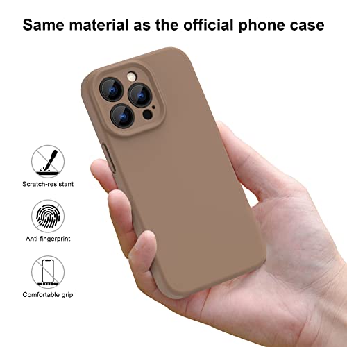 MAXCURY Case for iPhone 14 Pro, Liquid Silicone Protective Gel Rubber Phone Cover 6.1 Inch, Shockproof Anti-Scratch Full Body Bumper Camera Protection Cover for 3 Apple 14Pro (Autumn Khaki)