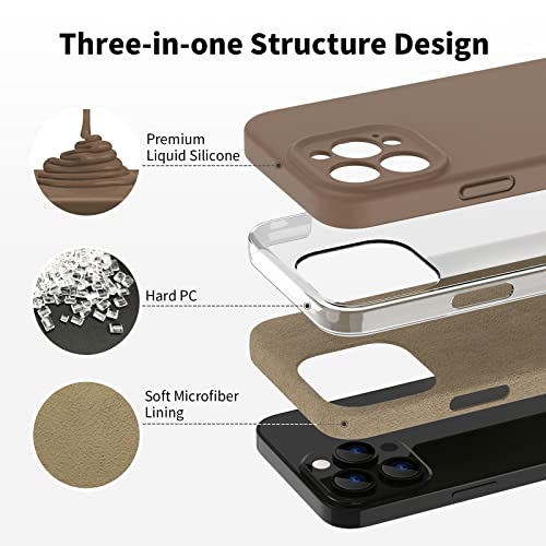 MAXCURY Case for iPhone 14 Pro, Liquid Silicone Protective Gel Rubber Phone Cover 6.1 Inch, Shockproof Anti-Scratch Full Body Bumper Camera Protection Cover for 3 Apple 14Pro (Autumn Khaki)