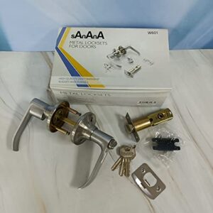 sAnAnA Metal Locks for Doors, with Removable Latch Plate, All Metal Roma Series Front Door Handle, Keyed Different, Satin Nickel