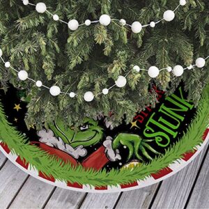 CROWNED BEAUTY Merry Christmas Tree Skirt Collar 48 Inch Green Soft Farmhouse Xmas Holiday Decoration TS03