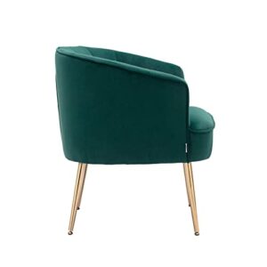 Homtique Modern Velvet Accent Chair Upholstered Armchair with Golden Metal Legs Cozy Reading Chair for Living Room Bedroom (Green)