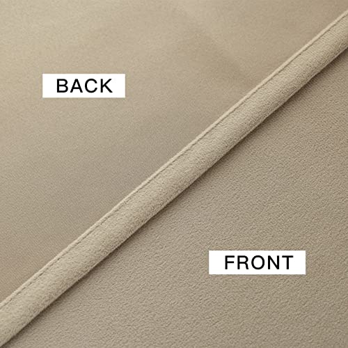 FY FIBER HOUSE Blackout Curtains for Bedroom,Soft Luxury Velvet Vintage Drape for Dining Room,Office,2 Panels(W52 x L84 Inches,Beige)