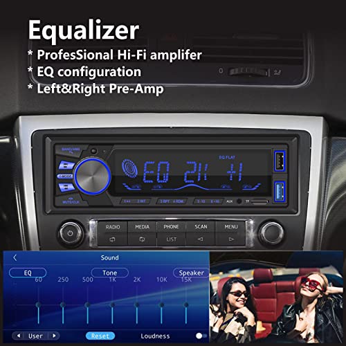 YZKONG Single Din Car Radio Receiver Bluetooth Car Stereo with Brightness Adjustable FM/AM Radio MP3 Player USB SD AUX Port Built-in Microphone, Hands-Free Calling, APP Remote Control