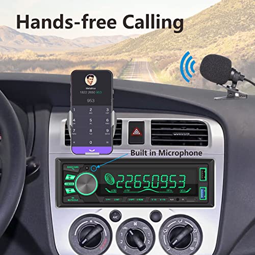 YZKONG Single Din Car Radio Receiver Bluetooth Car Stereo with Brightness Adjustable FM/AM Radio MP3 Player USB SD AUX Port Built-in Microphone, Hands-Free Calling, APP Remote Control