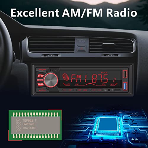 YZKONG Single Din Car Radio Receiver Bluetooth Car Stereo with Brightness Adjustable FM/AM Radio MP3 Player USB SD AUX Port Built-in Microphone, Hands-Free Calling, APP Remote Control