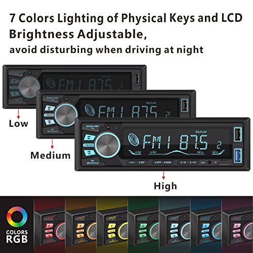 YZKONG Single Din Car Radio Receiver Bluetooth Car Stereo with Brightness Adjustable FM/AM Radio MP3 Player USB SD AUX Port Built-in Microphone, Hands-Free Calling, APP Remote Control