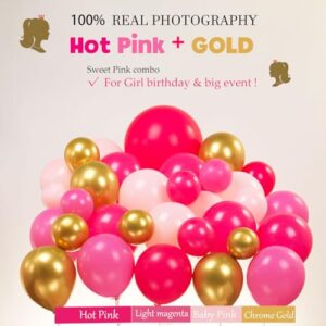 Pink Balloon Garland Arch Kit with Hot Pink Rose Gold metallic Balloon for princess Theme Party Girl Birthday Baby Shower Princess Themed decorations