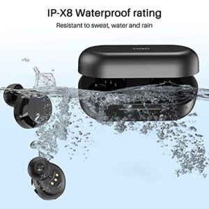 TOZO T12 Bluetooth Earbuds Wireless Headphones Touch Control Authentic Fidelity Sound Quality Comfortable to IPX8 Waterproof Earphones Matte Black