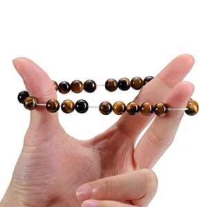 Jovivi 2pcs 8mm Black Obsidian & Tiger Eye Healing Crystal Stone Stretch Bracelets Handmade Natural Round Gemstone Beaded Energy Beads Chakra Bracelet for Women Men Couples Distance Gifts