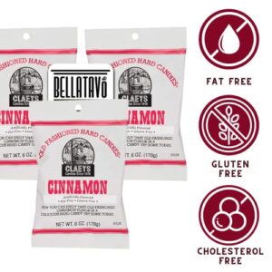 Cinnamon Hard Candy Bundle. Includes Three-6 Oz Bags of Claeys Old Fashioned Cinnamon Candy. Claeys Old Fashioned Hard Candy is Fat Free! Comes With a BELLATAVO Fridge Magnet!