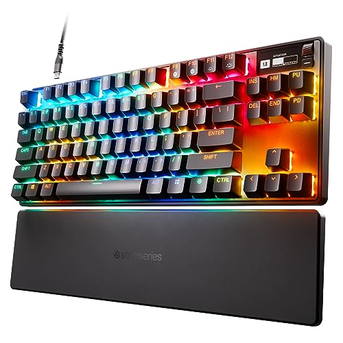 SteelSeries Apex Pro TKL HyperMagnetic Gaming Keyboard - World's Fastest Keyboard - Adjustable Actuation - Esports Tenkeyless - OLED Screen - RGB - PBT Keycaps - USB-C - 2023 Edition,Black