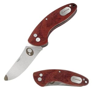 zlemma kids pocket folding knife with safety rounded tip, made of japanese stainless steel and rosewood, children’s first folding knife with sharp blade