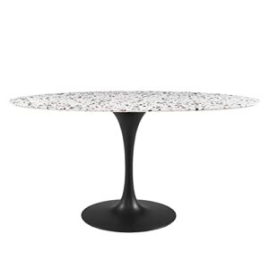 modway black and white lippa oval terrazzo dining table eei-5737-blk-whi