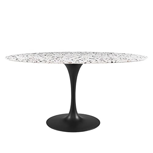 Modway Black and White Lippa Oval Terrazzo Dining Table EEI-5737-BLK-WHI