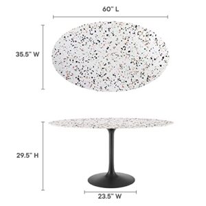 Modway Black and White Lippa Oval Terrazzo Dining Table EEI-5737-BLK-WHI