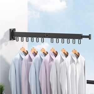 mifxin retractable clothes drying rack laundry wall mounted two-fold drying rack collapsible clothes hanger folding clothing rack for laundry balcony (black)