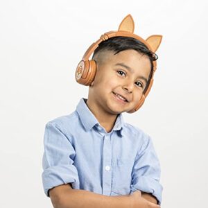 ONANOFF BuddyPhones PlayEars+, On-Ear Bluetooth Kids Headphones with Fox Ears, Volume-Limiting with Microphone, Works Wired or Wireless, 24-Hours Battery Life, for iPhone, iPad, Tablet and More