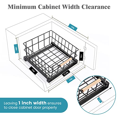 HOUSE AGAIN Pull Down Kitchen Cabinet Organizer, Drop Down Spice Rack Easy Reach for Pantry/Cabinet/Cupboard, Sliding Out Storage Basket for Upper Cabinet, Pull Out Drawer, Black