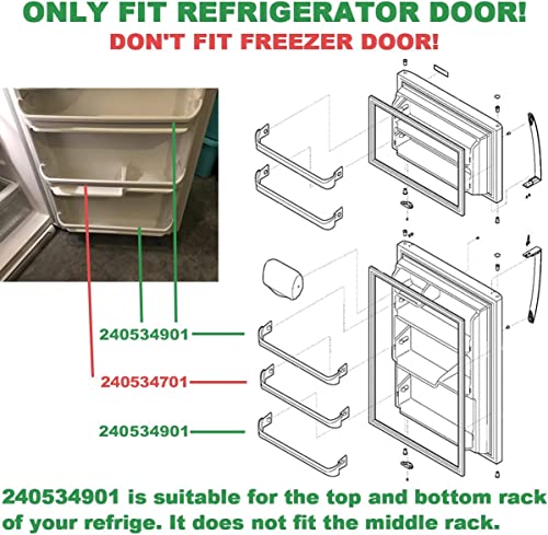 [UPGRADE] 2PCS 240534901 Refrigerator Door Shelf Bar Rail, Fit for frigidaire kenmore, Replace 948954, AP3214630, PS734935, EAP734935 Door Shelf Retainer Bar