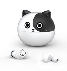 adorable kids earbuds - kids wireless earbuds for small ears - milk cat earbuds with mic and noise cancelling, best christmas, halloween and birthday gifts for kids, friends, family and adults