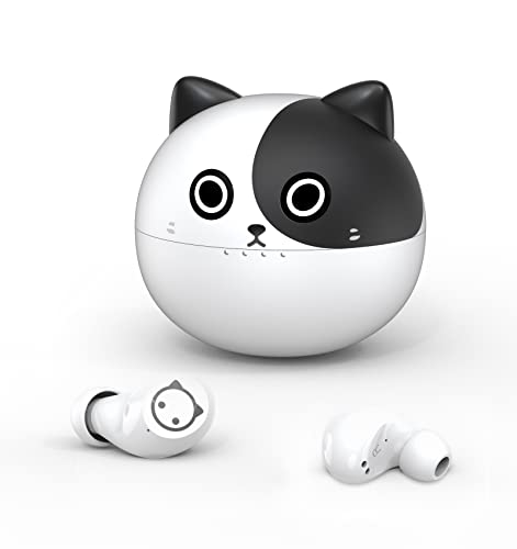 Adorable Kids Earbuds - Kids Wireless Earbuds for Small Ears - Milk Cat Earbuds with Mic and Noise Cancelling, Best Christmas, Halloween and Birthday Gifts for Kids, Friends, Family and Adults