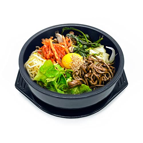 TULGIGS Korean Cooking Ceramic Bowls(7.6'') Dolsot with Trivet Sizzling Hot Pot for Bibimbap,Double Glazed Soup Dish Heat Resistant Stew Stone Basins