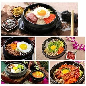 TULGIGS Korean Cooking Ceramic Bowls(7.6'') Dolsot with Trivet Sizzling Hot Pot for Bibimbap,Double Glazed Soup Dish Heat Resistant Stew Stone Basins