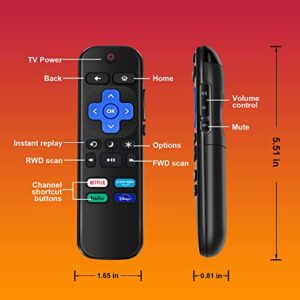 Universal Replaced Remote Control for Roku TV,Compatible for TCL Roku/Hisense Roku/Sharp Roku/Onn Roku/Insignia Roku ect,with Netflix Disney+/Hulu/Prime Video Buttons