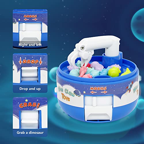 Mini Claw Machine for Kids&adults,Space Blue,24 Tiny prizes,Dinosaur Miniature Things,Surprise Birthday Gifts Toys cheap for 3 4 5 6 7 8 Years Old,Handheld dino stuff in little small unwrappable