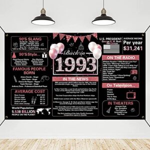crenics rose gold 30th birthday decorations for her, vintage back in 1993 birthday backdrop banner, large 30 years old birthday anniversary background party supplies for women, 5.9 x 3.6 ft