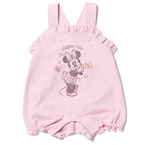 Disney Minnie Mouse Infant Baby Girls French Terry Short Overalls T-Shirt and Hat 3 Piece Outfit Set Pink 18 Months