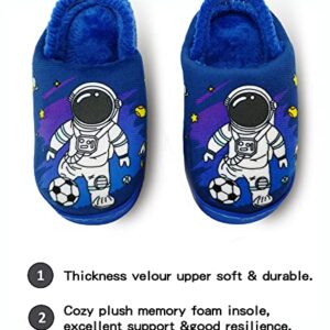 SEBELLST Baby Infant Slippers for Boys Toddler Slippers Kids Warm Fuzzy Slide Cute Cartoon Non Slip Winter Plush Indoor House Shoes Slippers (Blue, 3-4 Years Old)