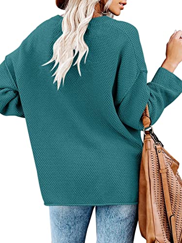 Nigaga Womens V Neck Oversized Sweaters Batwing Long Sleeve Button Up Henley Tops Pullover Loose Chunky Knit Jumper Ni433ailv-L