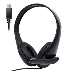 avova usb computer headset with microphone wired stereo headphones,call center headsets with mic,corded desktop headphone light weight for online course/office/telework/home/pc