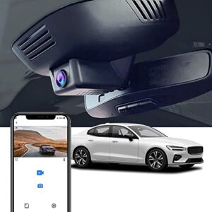 fitcamx 4k dash cam suitable for volvo 2023 s60 v60 b5 b6 t5 t8, integrated oem look, 2160p high definition video, built-in wifi, loop recording, g-sensor, wdr night vision, plug&play, 64gb card