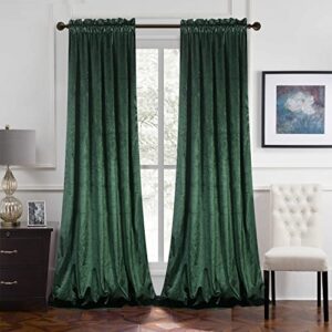 roslynwood velvet curtains emerald green 108 inches - luxury home decor blackout insulated velvet curtain panels extra long wall backdrops for living room sliding glass door, w52 x l108-inch, 2 pieces