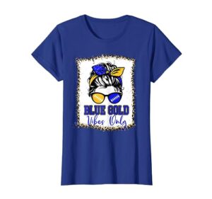 blue gold vibes only football shirt women leopard football t-shirt