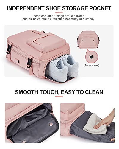VGCUB Carry on Backpack,Large Travel Backpack for Women Men Airline Approved Gym Backpack Waterproof Business Laptop Daypack,Pink Large